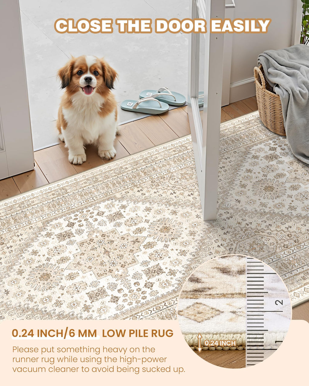 Restydon Area Rugs 5x7 Washable Rugs for Living Room, Cream/Beige