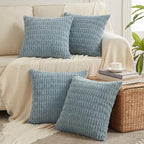 Fancy Homi 4 Packs Decorative Throw Pillow Covers for Living Room Couch Bed, Modern Farmhouse Boho Home Décor Accent Cushion Case, 24" x 24", Light Blue