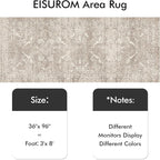 3x8 Washable Runner Rug: Vintage Medallion Kitchen Soft Rugs NaturalBeige