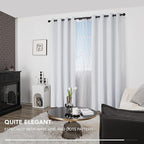 Deconovo Living Room Curtains, Room Darkening Drapes, Thermal Insulated Soundproof Grommet Drape, Silver Wave Dot Print, 52 x 108 Inch Long, Machine Washable Window Panels for Bedroom Office, Set of 2
