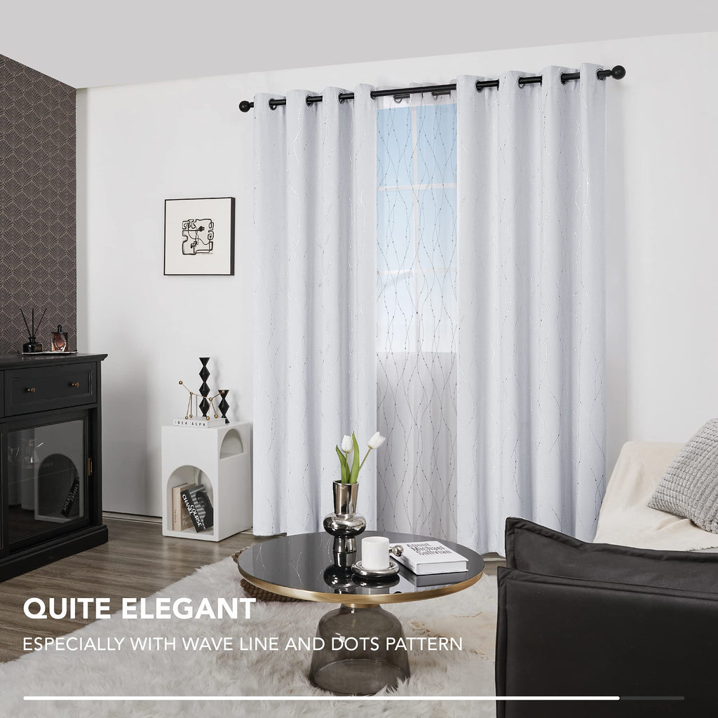 Deconovo Living Room Curtains 95 Inches Long, Blackout Curtains for Bedroom