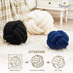 Uvvyui Knot Pillow Ball, Soft Home Decorative Pillows, Round Throw Pillow, Handmade Knotted Plush Pillow, Round Boucle Pillow Cushion (14 Inches Ivory)