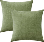 MIULEE Pack of 2 Couch Throw Pillow Covers 24x24 Inch Spring Soft Sage Green Chenille Pillow Covers for Sofa Living Room Solid Dyed Pillow Cases