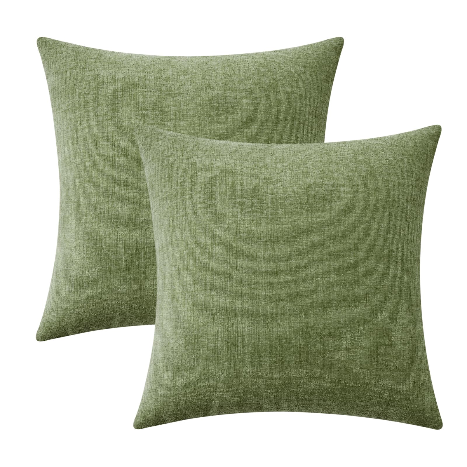 MIULEE Soft Chenille Euro Throw Pillow Covers Sage Green 22x22 Pack of 2
