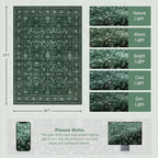 5x7 Area Rugs Living Room Rug: Washable Vintage Distressed Floral Rug No Slip Stain Resistant Soft Carpet Indoor Large Carpets for Bedroom Dining Room Farmhouse Nursery Hallway Home Office Deep Green