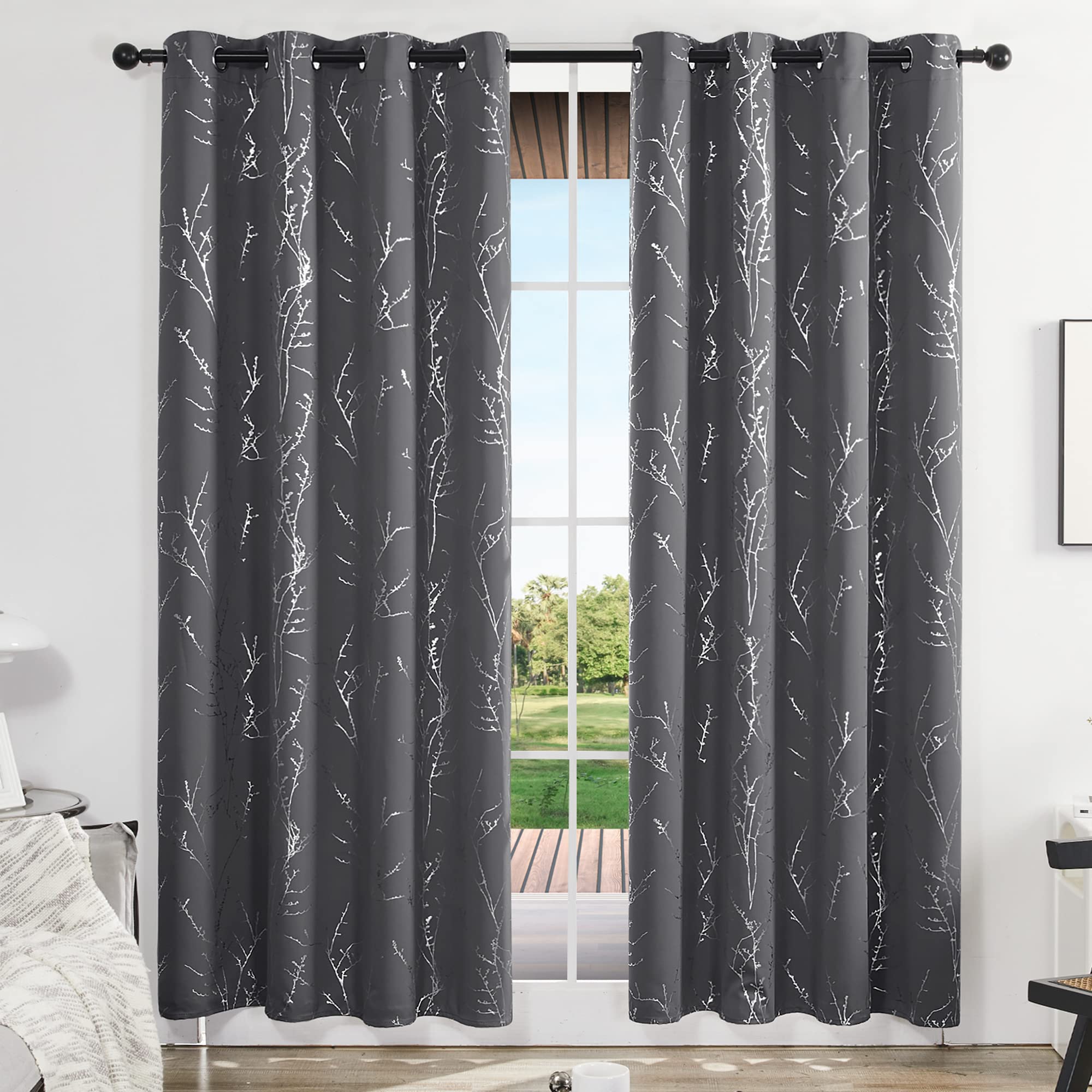 Deconovo Living Room Curtains 108 Inch Long, Blackout Curtains for Bedroom