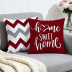 Hexagram Geometric Burgundy Pillow Covers 18x18 Set of 4, Decorative Outdoor Boho Modern Throw Pillow Covers, Home Sweet Home Farmhouse Cushion Case for Couch Sofa Bedroom Indoor Decor(No Insert)