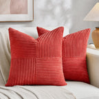 Fancy Homi 2 Packs Blush Pink Euro Decorative Throw Pillow Covers 26x26 Inch for Couch Bed Bedroom, Farmhouse Boho Home Decor, Soft Corss Corduroy Patchwork Textured Square Cushion Case 66x66 cm