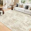 RELEANY Washable 6'x9' Abstract Area Rug for Living Room Cream Beige