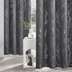 Deconovo Blackout Curtains Grey, Thermal Insulated Soundproof Drapes, Silver Branch Foil Print, 42 x 72 Inch, 2 Panels, Machine‑Washable Privacy Window Panel for Living Room Bedroom Nursery Office