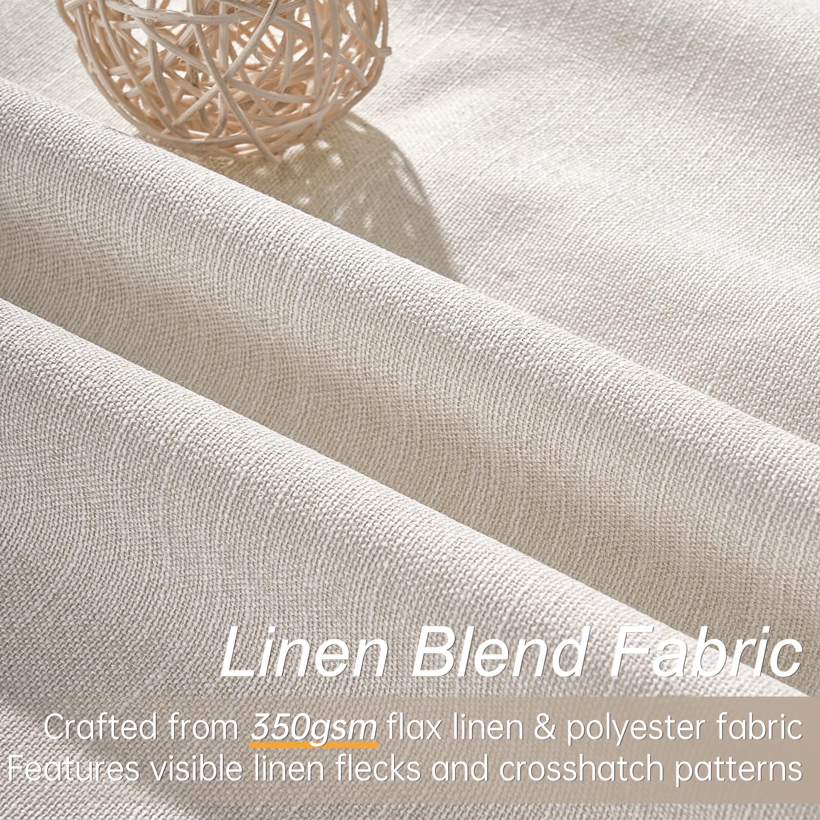 Topfinel Extra Wide 70 Inch Length Blackout Curtains 108 Inches Long 2 Panels Set for Sliding Glass Doors Modern Pleated Linen Blend Heavy Floor to Ceiling Large Window Drapes 70" W x 108" L