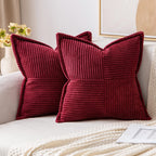 MIULEE Decorative Throw Pillow Covers for Couch 18x18 Inch Burgundy 2 Pack