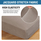 H.VERSAILTEX Super Stretch Couch Cushion Covers Sofa Cushion Slipcovers Jacquard Fabric Individual Seat Couch Slipcover Sets for Pets with Elastic Bottom(3 Packs Cushion Sofa Covers, Taupe)