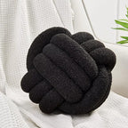 Uvvyui Knot Pillow Ball, Soft Home Decorative Pillows, Round Throw Pillow, Handmade Knotted Plush Pillow, Round Boucle Pillow Cushion (11 Inches Black)