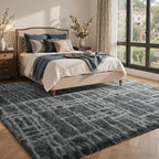 8x10 Ft Extra Large Shag Rugs for Living Room, Tie Dyed Ultra Soft Fluffy Furry Area Rugs for Bedroom Indoor Floor, Aesthetic Carpet for Kids Home Decor (Grey)
