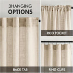 MIULEE Light Taupe Linen Curtains 90 Inch Long 2 Panels for Bedroom Living Room, Soft Linen Textured Window Drapes Semi Sheer Light Filtering Back Tab Rod Pocket Farmhouse Modern Burlap Look Decor