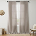 Nanspring Stone Beige Linen Curtains for Living Room 108 Inches Long Simple Modern Light Filtering Semi Sheer Curtain Back Tab Farmhouse Floor to Ceiling High Window for Bedroom 52x108, 2 Panels