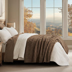 EVERGRACEHOME Modern Checkered Chenille Throw Blanket, 50x60, Camel Brown