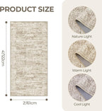 2x4 Washable Rug Runner for Bathroom, Soft Entryway Rug for Laundry Room, Kitchen, Vintage Abstract Hallway Runner for Bedroom, Anti-Slip Door Mat Indoor Entrance(2'x4', Brown/Ivory)