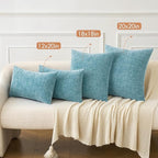MIULEE Pack of 2 Smoke Blue Throw Pillow Covers 16x16 Inch Soft Chenille Pillow Covers for Sofa Living Room Couch Solid Dyed Cases