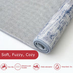 KOZYFLY Abstract Rugs for Entryway 2x3 Washable Small Area Rug Grey-Blue