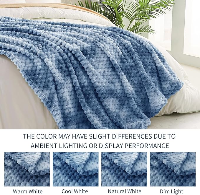 Exclusivo Mezcla Fleece King Blanket for Bed, Extra Large Fuzzy Tie-dye Stone Blue Bed Blankets, Soft Cozy Plush Sofa Throws for All Seasons, 90x104 Inches