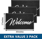 EARTHALL Door Mat 3-Pack Outside Inside Welcome Doormat 30"x17.5" Durable Floor Mat Non Slip Rug Ultra Absorb Mud Easy Clean Front Doormat for Garage, Entryway, Patio, High Traffic Areas, Black