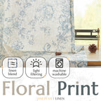 jinchan Vintage Floral Linen Curtains 84 Long for Living Room 2 Panels