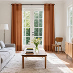 Desert Orange Semi Sheer Curtains 108 Inches for Living Room Back Tab Loop Pocket Large Window Curtain Extra Long Light Filtering Drapes High Ceiling Curtain for Large Window 52x108,2 Panels