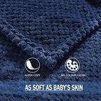 Exclusivo Mezcla Fleece Bed Blanket Twin Size, Super Soft and Warm Blankets for Couch, Sofa and Bed Waffle Textured, Cozy, Fuzzy and Lightweight (Navy Blue, 90x66 Inches)