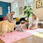 OLANLY 8x10 Machine Washable Large Area Rugs for Living Room, Bedroom, Soft Fluffy Shaggy Bedside Rug, Indoor Floor Carpet for Kids Girls and Boys, Dorms, Nursery, Home Decor Aesthetic, Pink