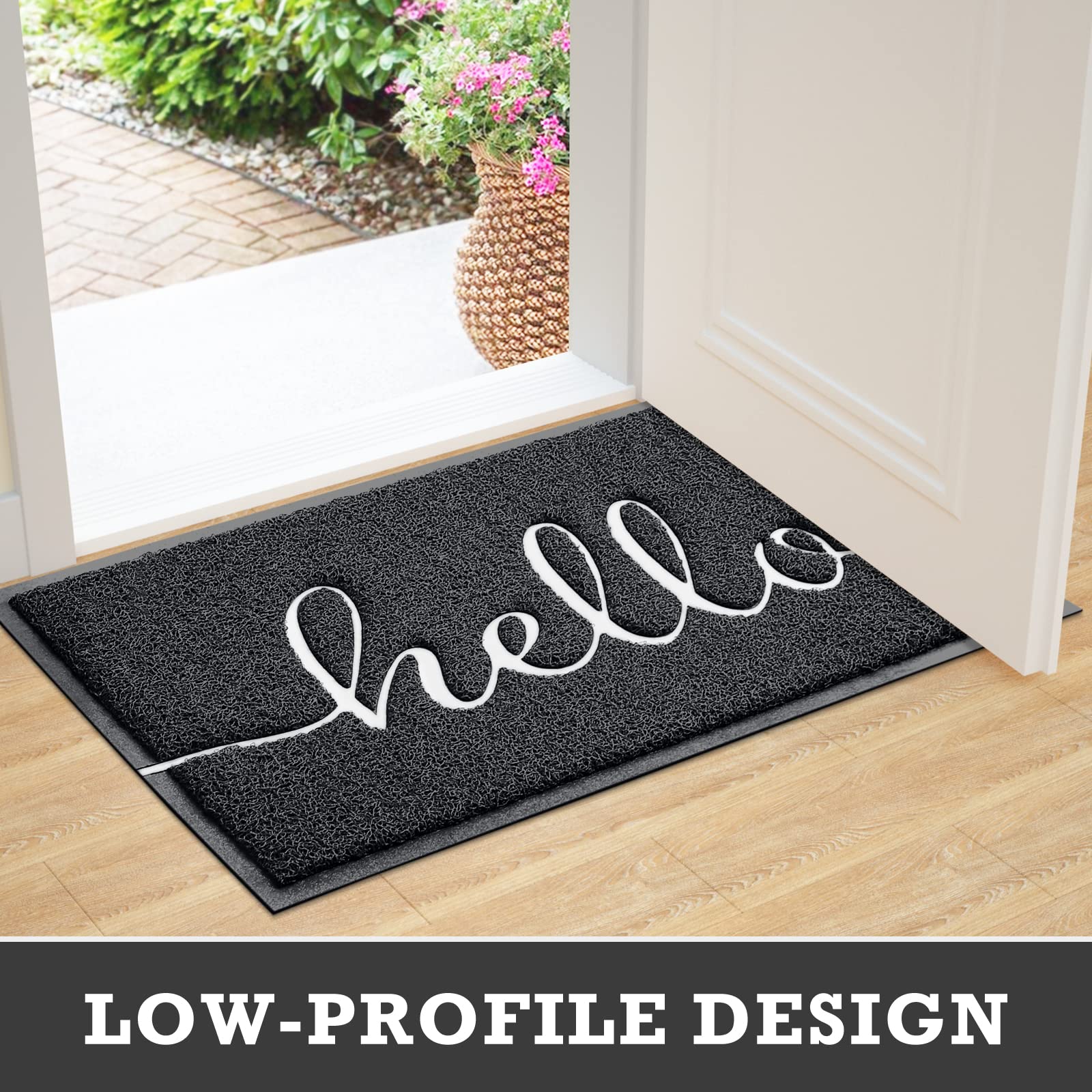 Black Door Mat Welcome Mats Outdoor Indoor Doormat for Entryway Floor Mat