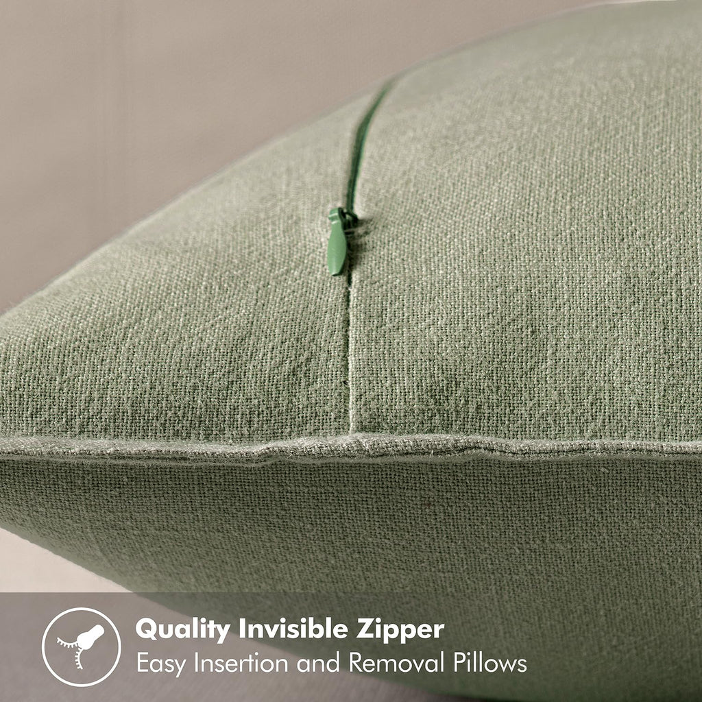 MIULEE Decorative Linen Euro Sham Pillow Covers 24x24 Sage Green