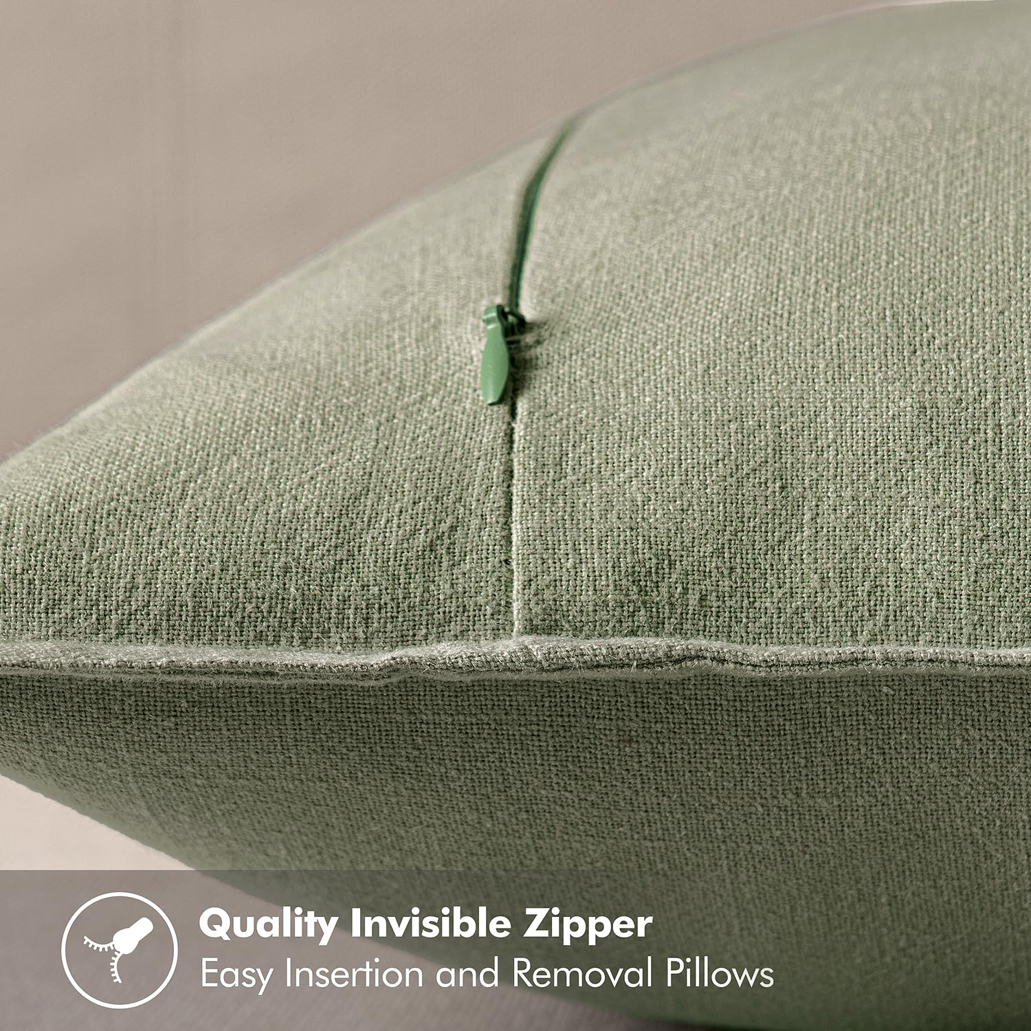 MIULEE Decorative Linen Pillow Covers 20x20 Inch Sage Green