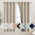 NICETOWN Oatmeal 100% Blackout Short Curtains 63 inches Lenghth Burg for Kitchen, 2 Panels, Burlap Linen Drapes with Thermal Insulated Grey Liner, Keeping Out Cold Air and Heat Panels