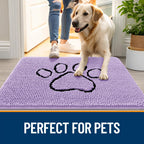 OLANLY Dog Door Mat for Muddy Paws 48x30, Paw Print Design Chenille Mud Mat