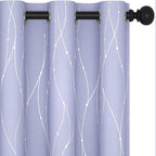 Deconovo Blackout Curtains, Thermal Insulated Soundproof Drapes with Wave Dots Foil Print, 42 x 72 Inch, Set of 2, Machine Washable Window Curtain for Bedroom Living Room Nursery Kitchen, Light Purple