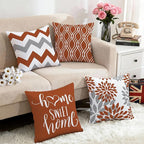 Hexagram Geometric Burnt Orange Pillow Covers 16x16 Set of 4, Decorative Outdoor Boho Modern Throw Pillow Covers, Home Sweet Home Farmhouse Cushion Case for Couch Sofa Bedroom Indoor Decor(No Insert)
