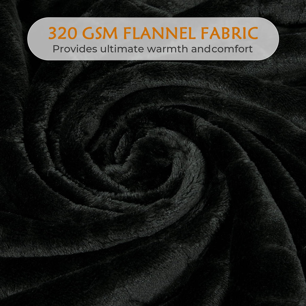 TOONOW Fleece Blanket Fuzzy Plush Throw Blanket 50" x 60", Super Soft Fluffy Bed Blanket Geometric Pattern Comfy Microfiber Flannel Blankets for Couch, Bed, Sofa, Black