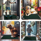 Smiry Front Door Mat Outside Entrance, Heavy Duty Natural Rubber Doormat, Non Slip, Trap Dirt and Moisture, Easy Clean, Low Profile Welcome Floor Mats for Indoor Outdoor Entry, 47x23 Inch, Black Green