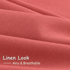 Nanspring Watermelon Red Linen Curtains 84 Inch Length 2 Panels Set, Back Tab Rod Pocket Light Filtering Privacy Semi Sheer Textured Curtains Neutral Farmhouse Decor Curtain for Living Room Bedroom