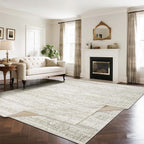 Double Layers 8x10 Area Rugs for Living Room- Upgraded Removable(Upper Layer+Lower Layer) Washable Area Rugs for Bedroom,Dining Room- Large Vintage Carpets with Cushioned Pad for Home Office