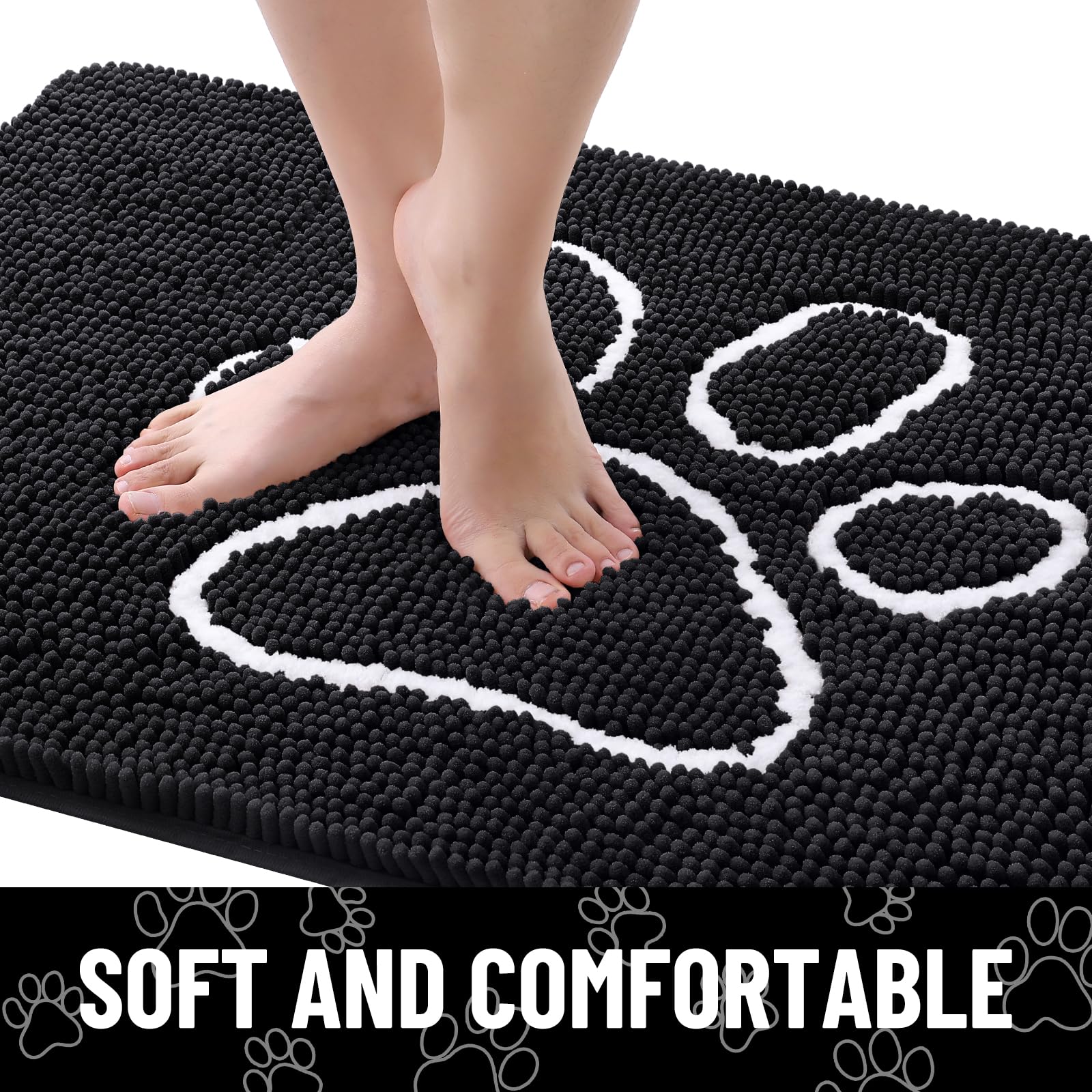 Smiry Dog Door Mat for Muddy Paws, Absorbent Non Slip Dirt Trapper, 59x32
