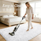 OLANLY 10x14 Machine Washable Large Area Rugs for Living Room, Bedroom, Soft Fluffy Shaggy Bedside Rug, Indoor Floor Carpet for Kids Girls and Boys, Dorms, Nursery, Home Decor Aesthetic, White