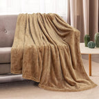 TOONOW Fleece Blanket Super Soft Cozy Throw Blanket 50" x 60", Lightweight Fuzzy Comfy Textured Flannel Blanket Warm Plush Throw Blankets for Couch, Sofa, Bed, Camel