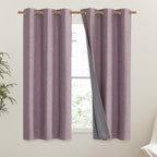 NICETOWN Chaise Mauve Vintage Linen 100% Blackout Curtains for Classroom, Thermal Insulated Curtains 63" Long, Noise Reducing Window Treatment Drapes for Gym Room, 42" Wide Per Panel, Set of 2