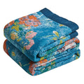 MSGKV Boho Throw Blanket 50"x60" 100% Cotton Floral Bird Throw for Couch