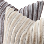 decorUhome Cozy Faux Fur Throw Pillow Covers 22x22 Set of 2 Decorative Soft Plush Striped Modern Farmhouse Boho Couch Euro Sham Pillow Cases with Velvet Back for Sofa Bed Living Roomr, Brown White