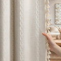 XOGUIBO 80% Boho Blackout Curtains 84 Inch Linen Blend Drapes 2 Panels