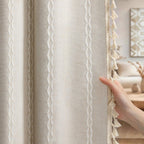 XOGUIBO 80% Boho Blackout Curtains 84 Inch Linen Blend Drapes 2 Panels